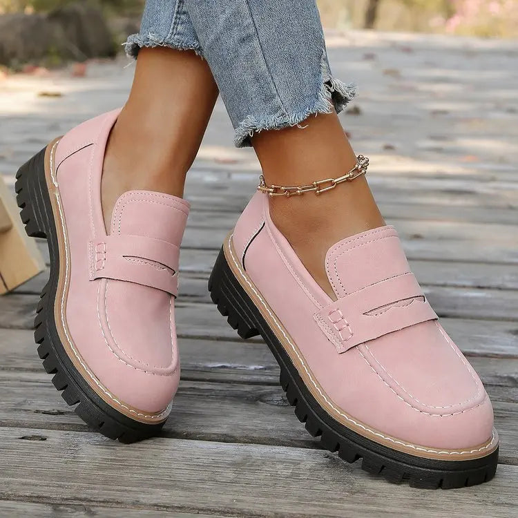 Mazie | Suede Platform College Loafers