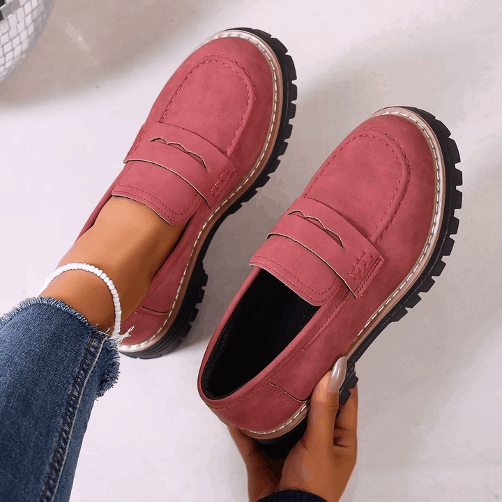 Mazie | Suede Platform College Loafers