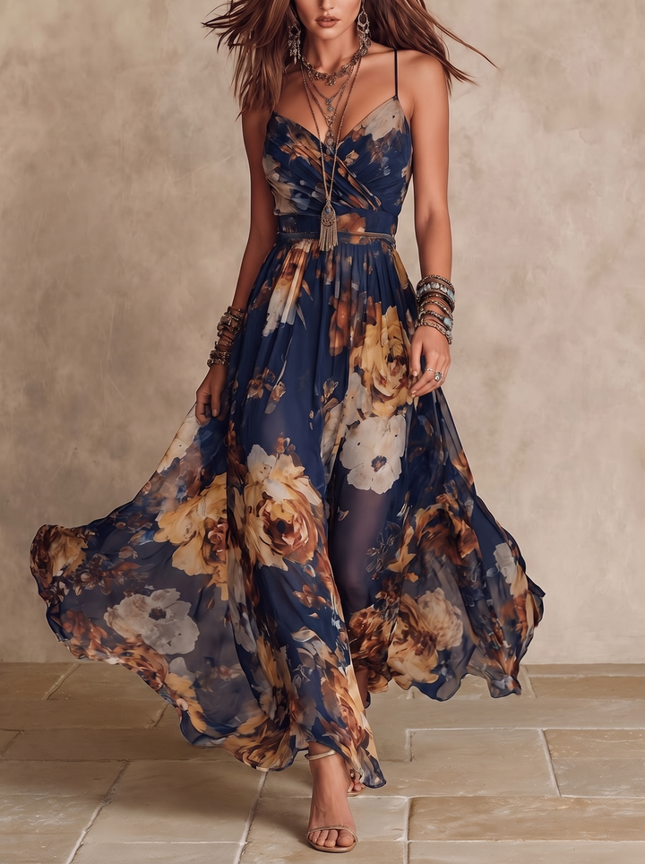 Melissa | Floral Chiffon Maxi Dress