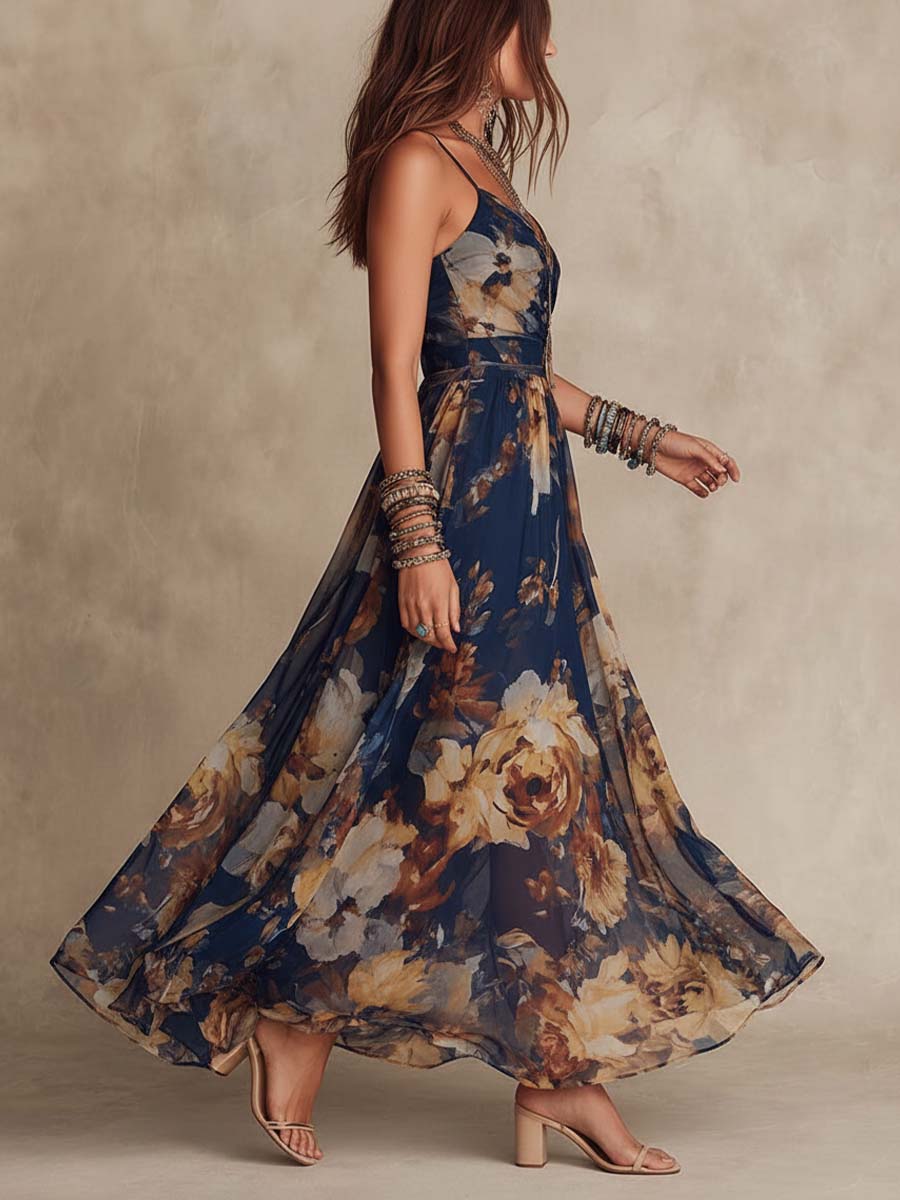 Melissa | Floral Chiffon Maxi Dress