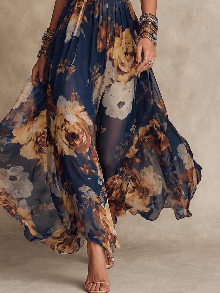 Melissa | Floral Chiffon Maxi Dress