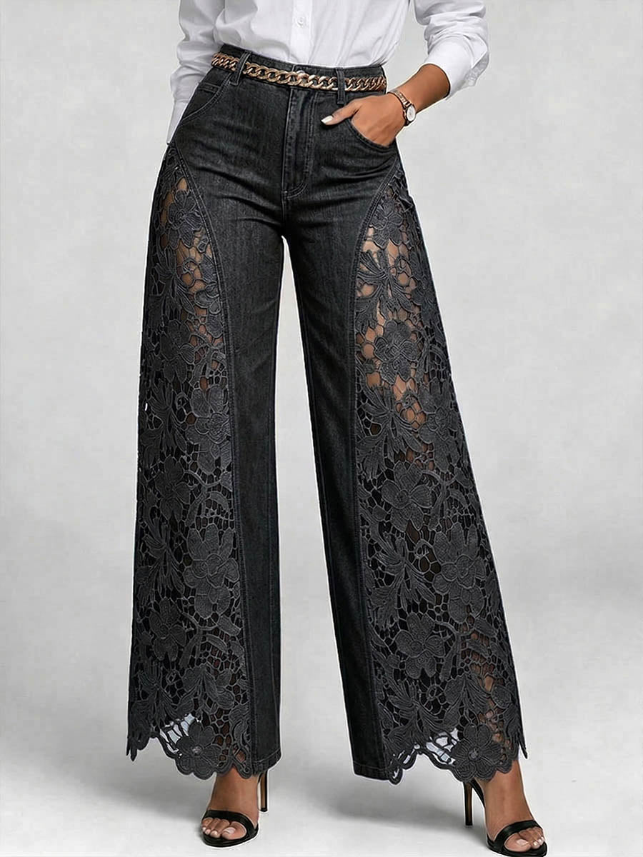 Michaela | Embroidered Wide-Leg Jeans
