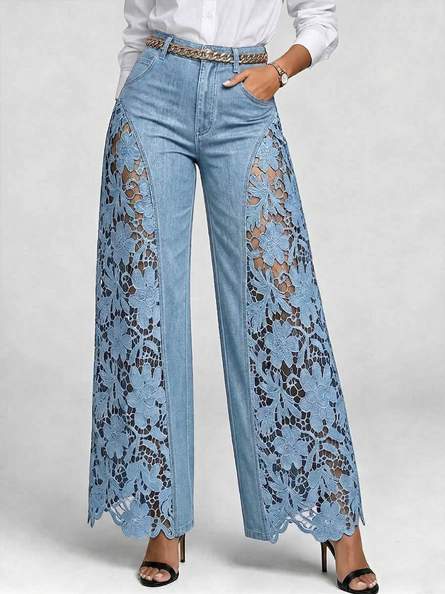 Michaela | Embroidered Wide-Leg Jeans