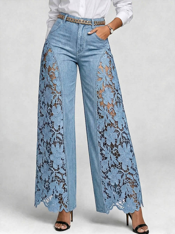 Michaela | Embroidered Wide-Leg Jeans