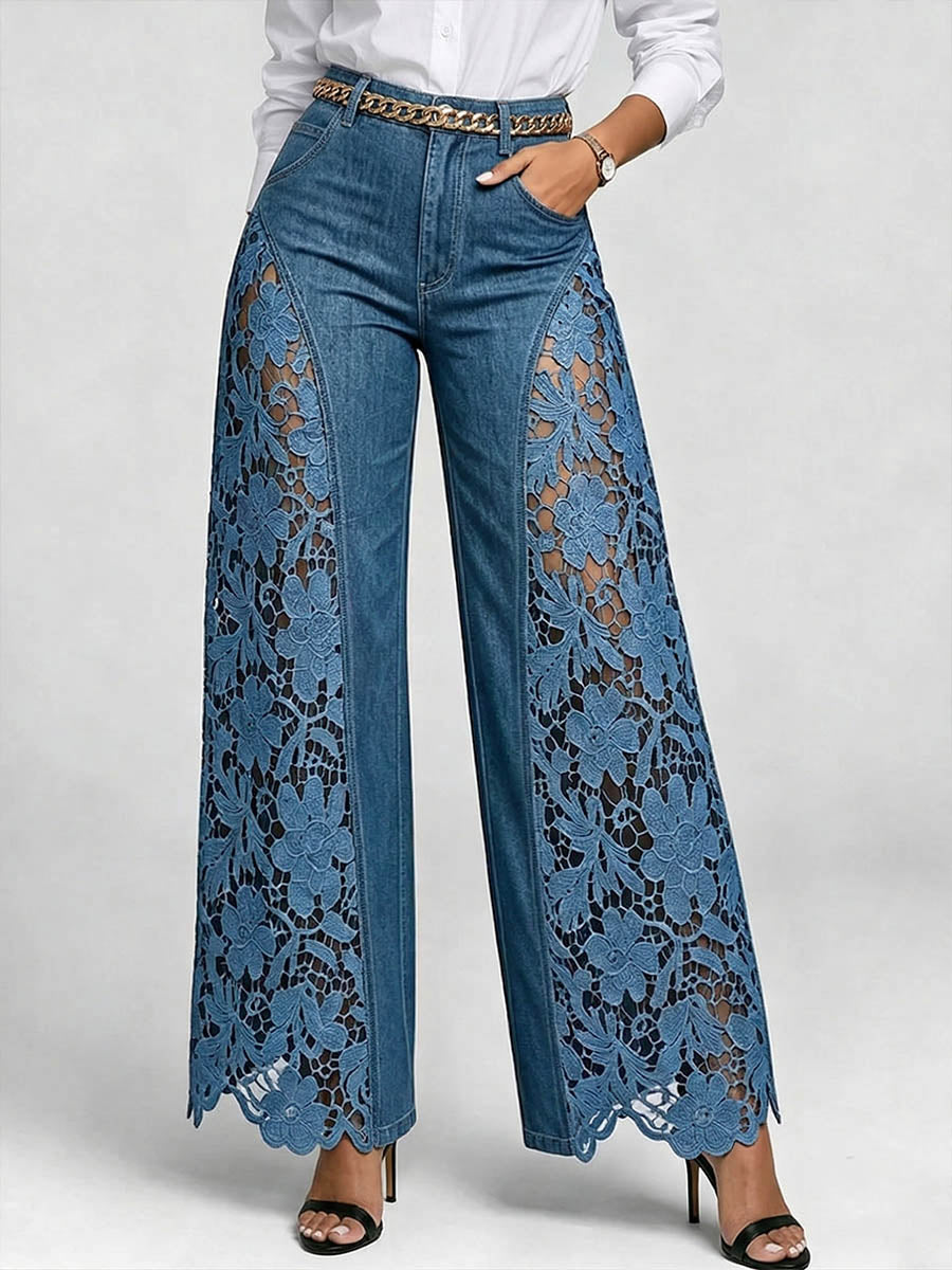 Michaela | Embroidered Wide-Leg Jeans