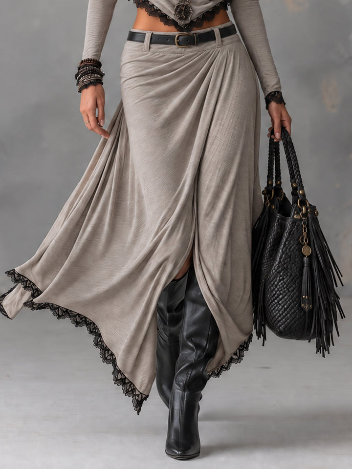 Michela | Draped Crop Top & Slit Maxi Skirt Set