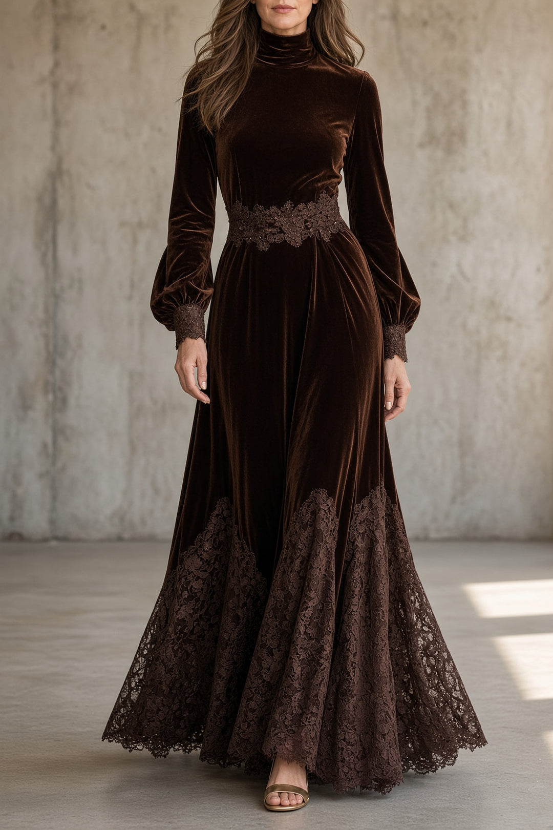 Monica | Velvet Lace Maxi Dress