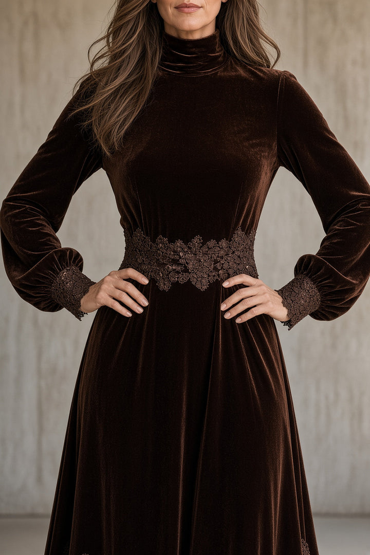 Monica | Velvet Lace Maxi Dress