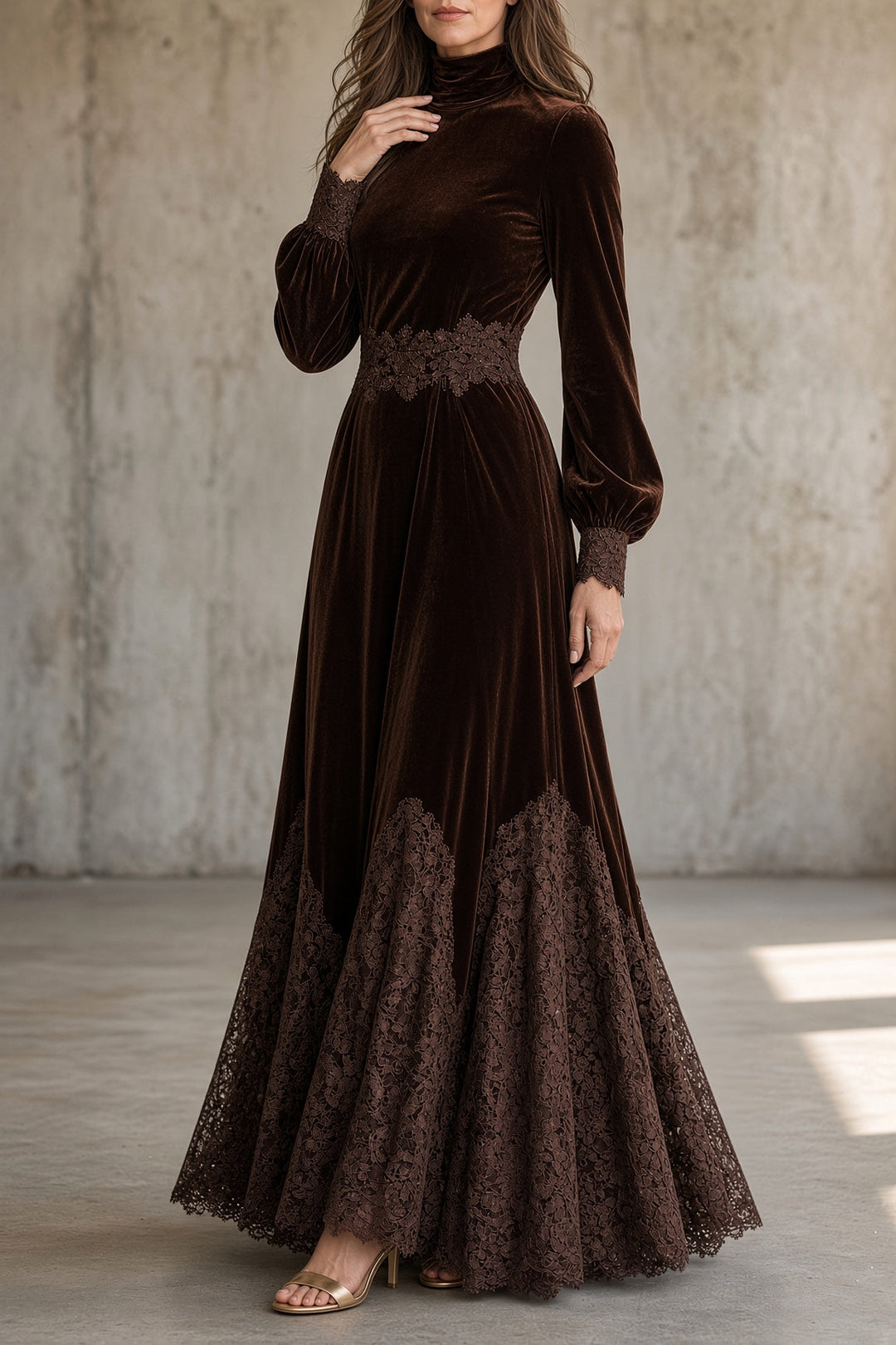 Monica | Velvet Lace Maxi Dress