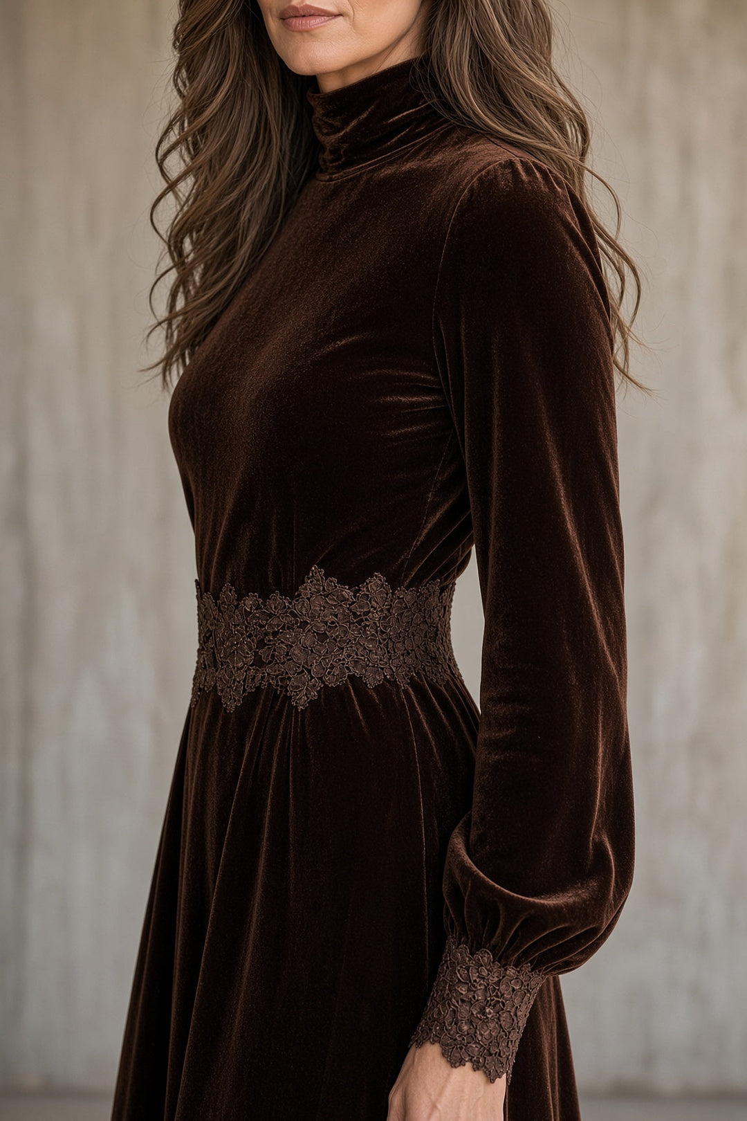 Monica | Velvet Lace Maxi Dress