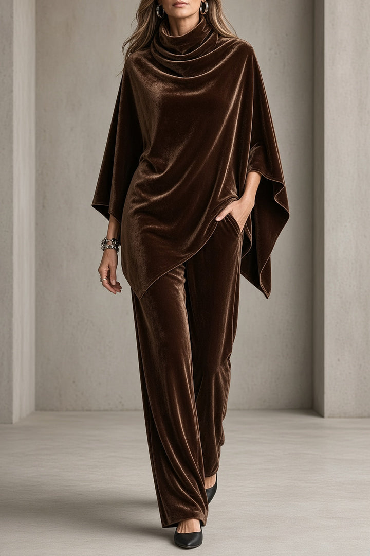 Monica | Velvet Poncho Set