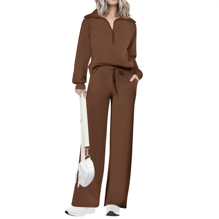 NITA | Casual Matching Sweatshirt and Wide Leg Pants Set