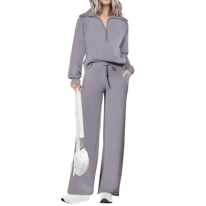 NITA | Casual Matching Sweatshirt and Wide Leg Pants Set