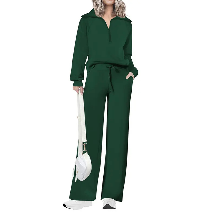 NITA | Casual Matching Sweatshirt and Wide Leg Pants Set