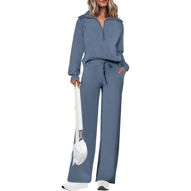 NITA | Casual Matching Sweatshirt and Wide Leg Pants Set