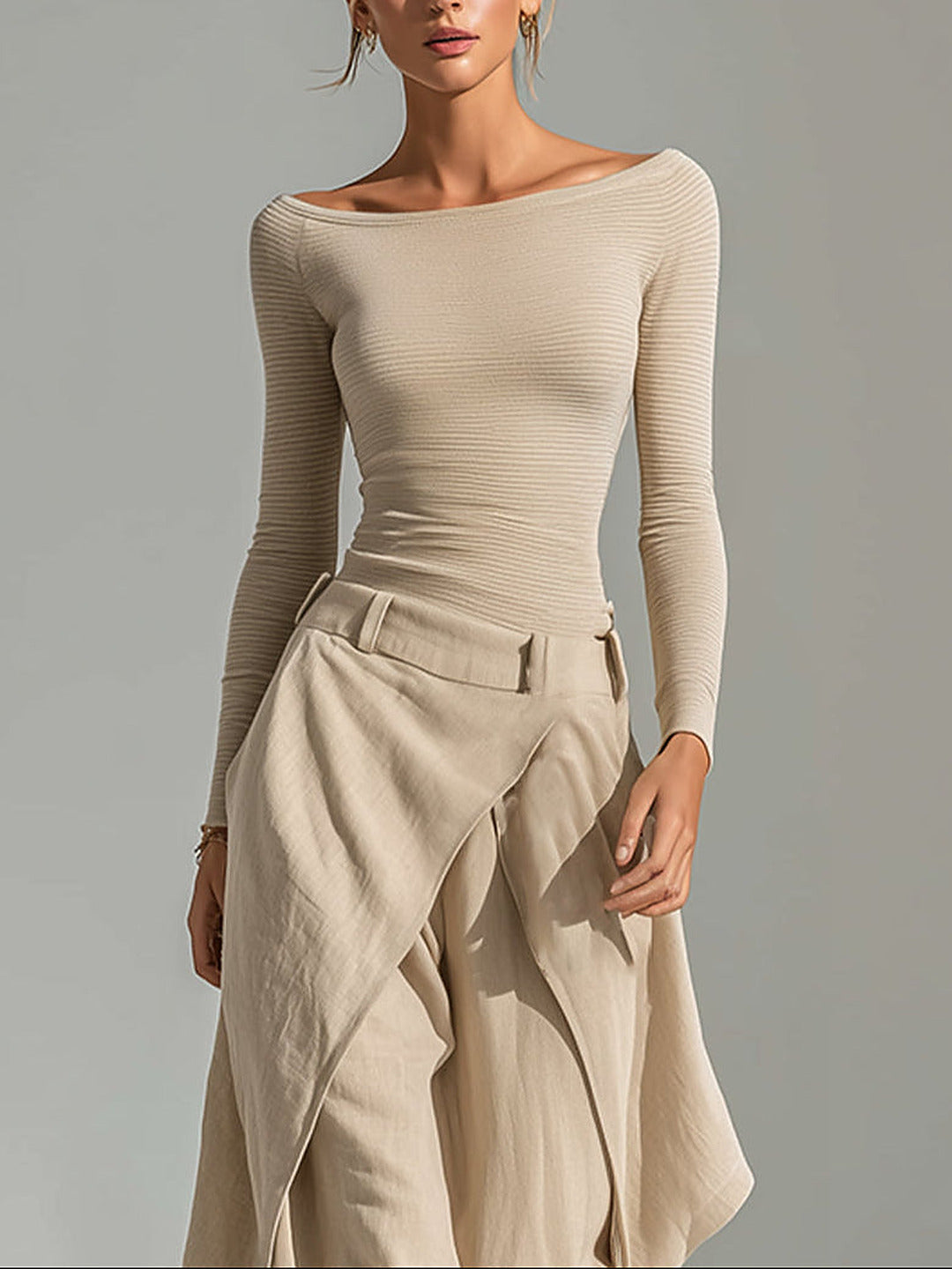 Orsola | Boat-Neck Top & Layered Pants Set