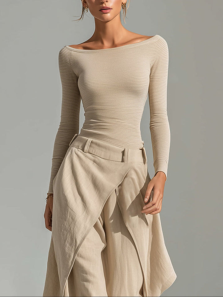 Orsola | Boat-Neck Top & Layered Pants Set