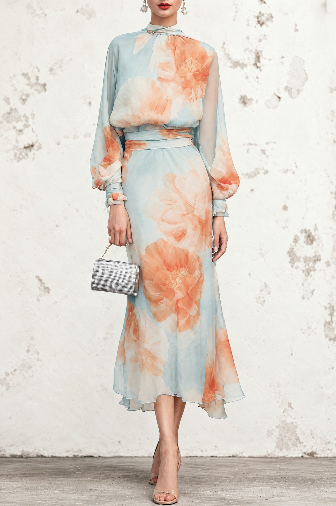 Ottavia | Turtleneck Top & Floral Skirt Set