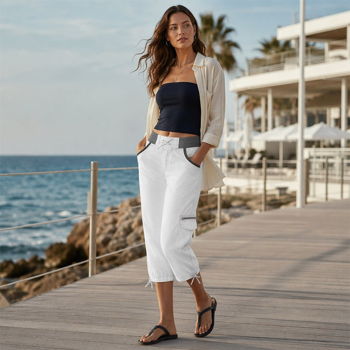 Piper | High-Waisted Cargo Capri Trousers