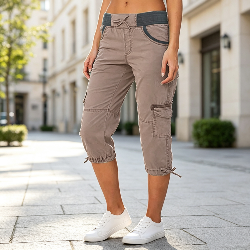 Piper | High-Waisted Cargo Capri Trousers