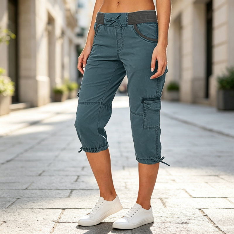 Piper | High-Waisted Cargo Capri Trousers