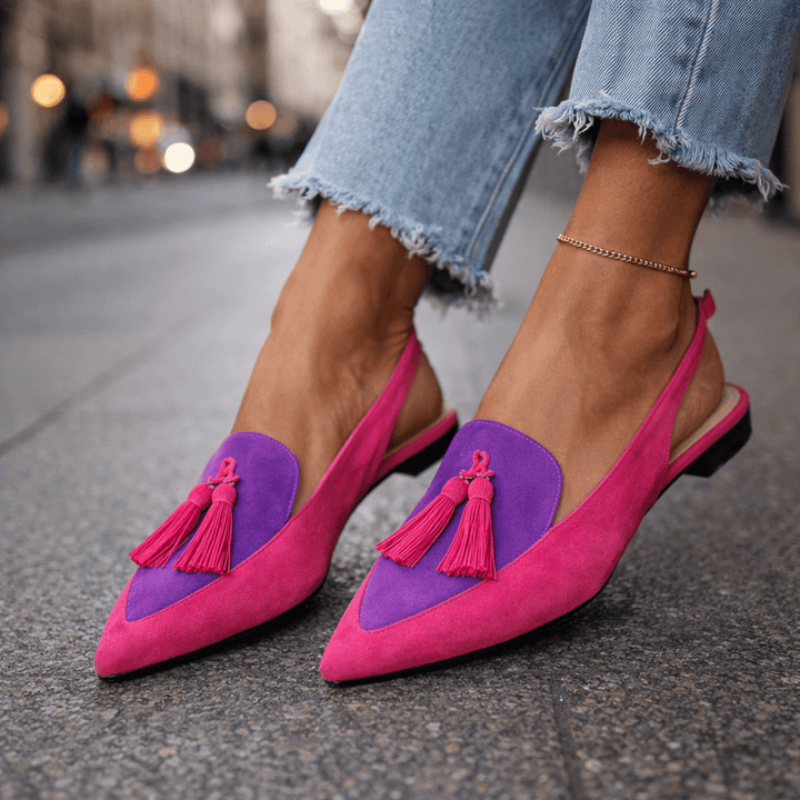 Pola | Suede-Look Sandals with Tassel Straps
