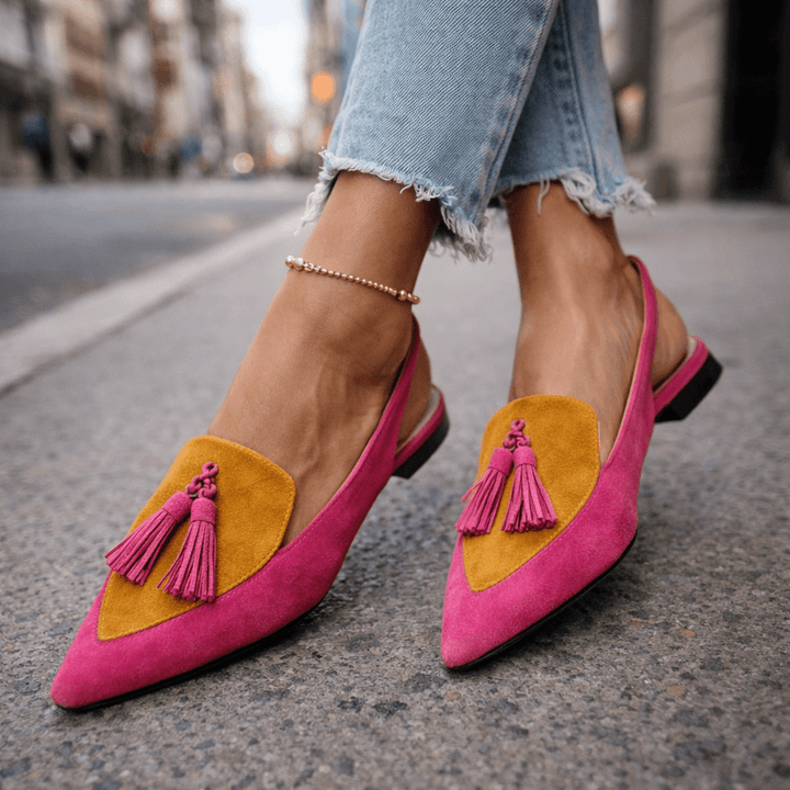 Pola | Suede-Look Sandals with Tassel Straps