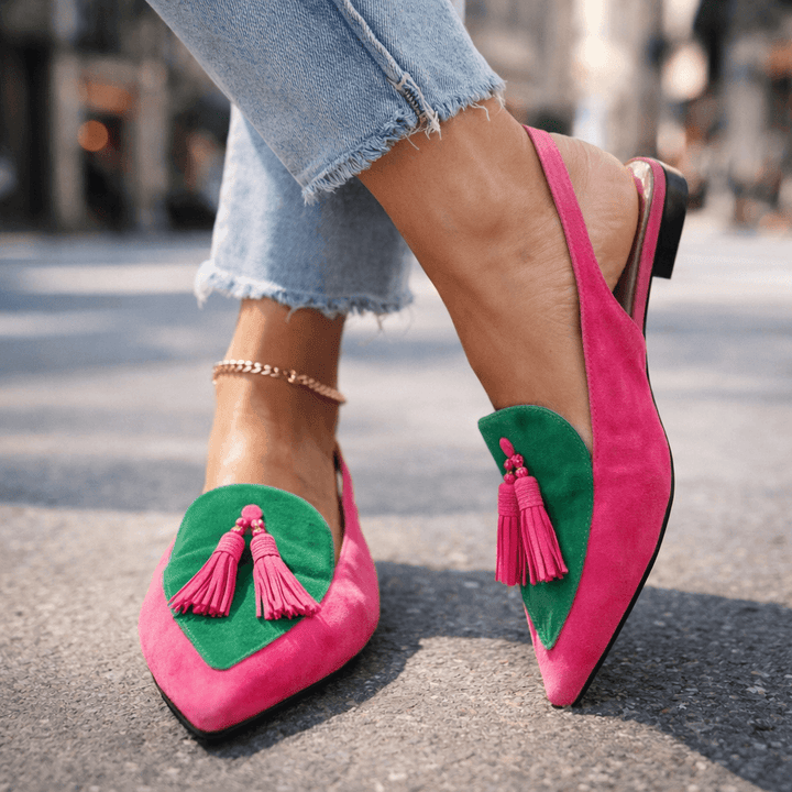 Pola | Suede-Look Sandals with Tassel Straps