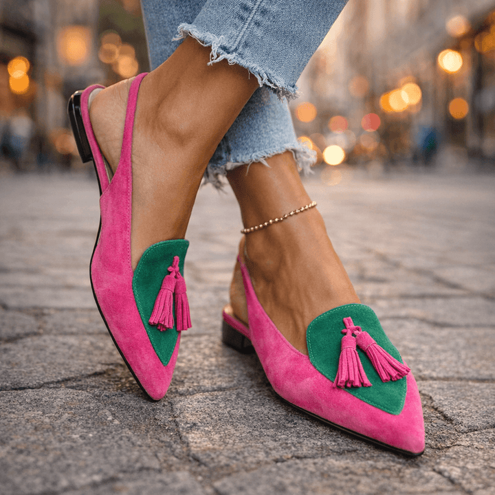 Pola | Suede-Look Sandals with Tassel Straps