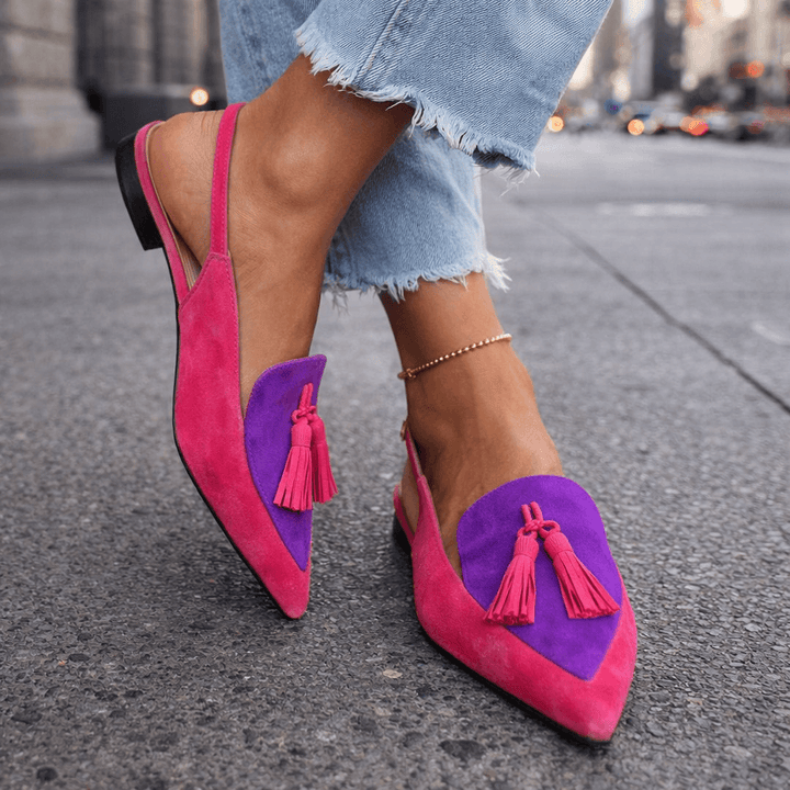 Pola | Suede-Look Sandals with Tassel Straps
