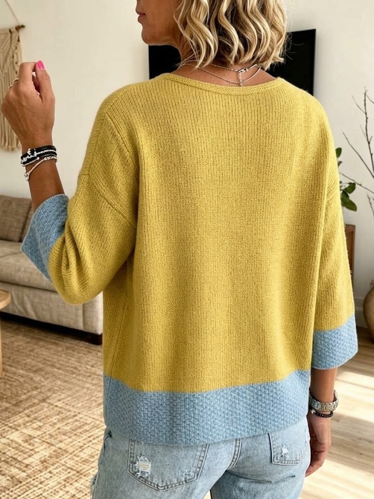 Rhea | Color-Block Knit Cardigan