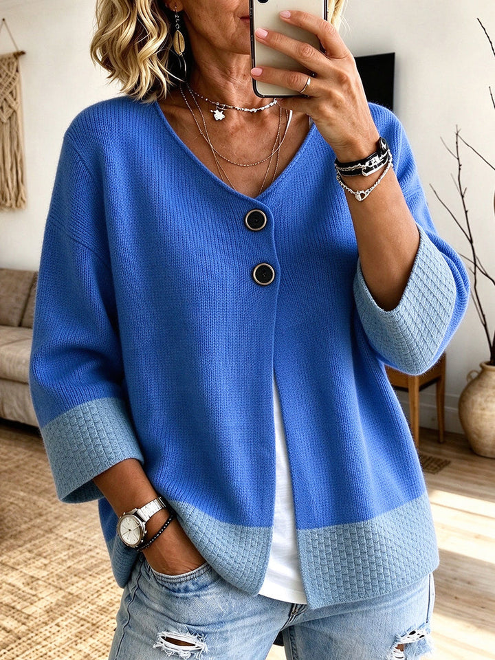 Rhea | Color-Block Knit Cardigan