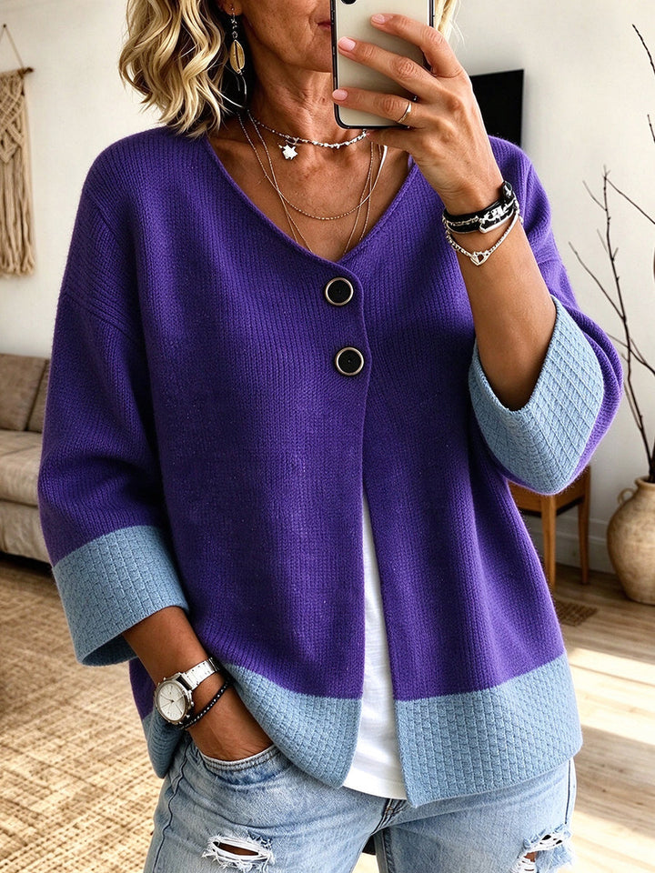 Rhea | Color-Block Knit Cardigan
