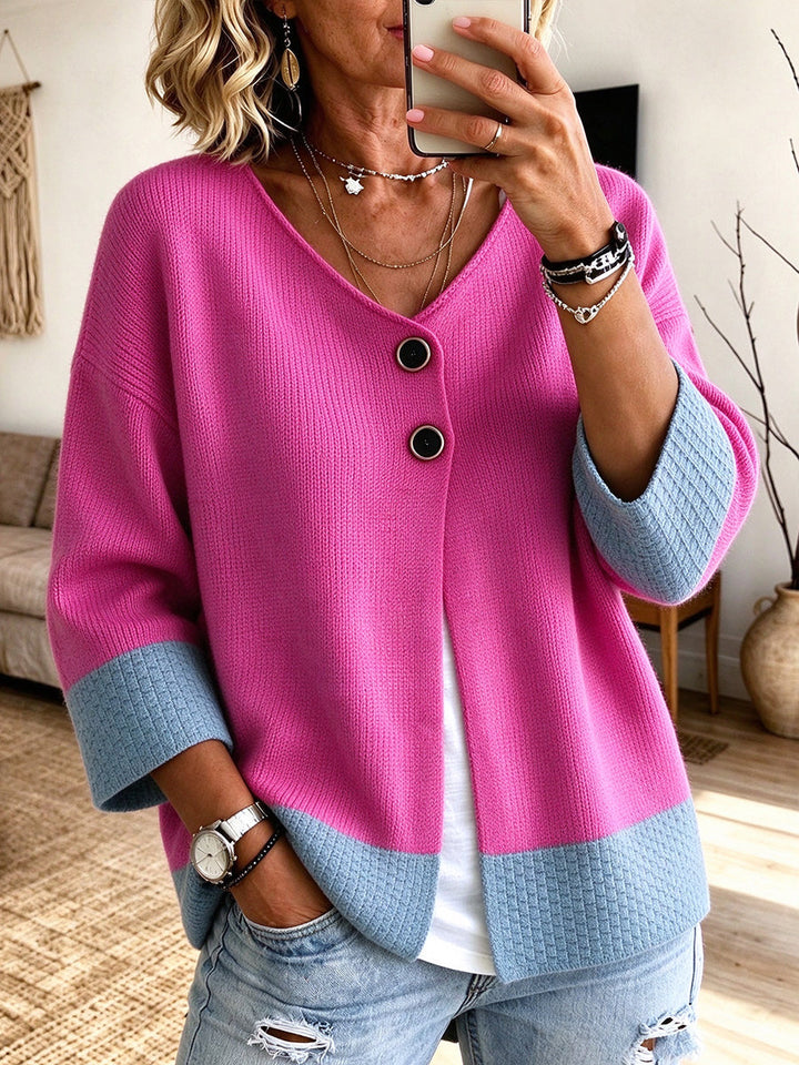 Rhea | Color-Block Knit Cardigan