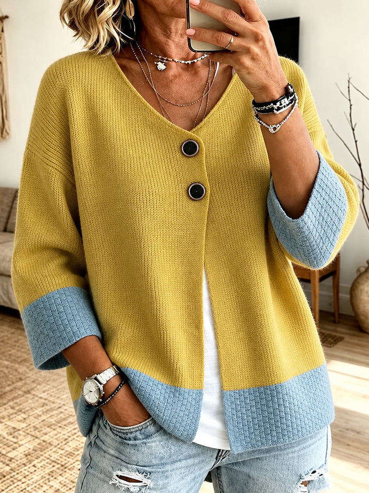 Rhea | Color-Block Knit Cardigan