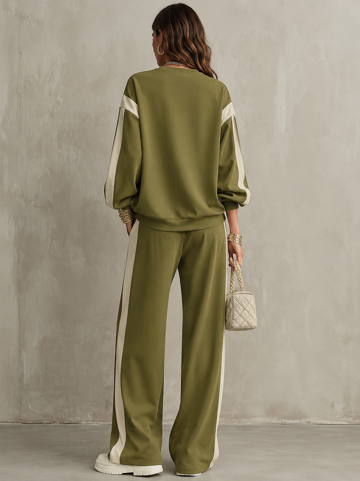 Romina | Sweatshirt & Side-Stripe Pants Set