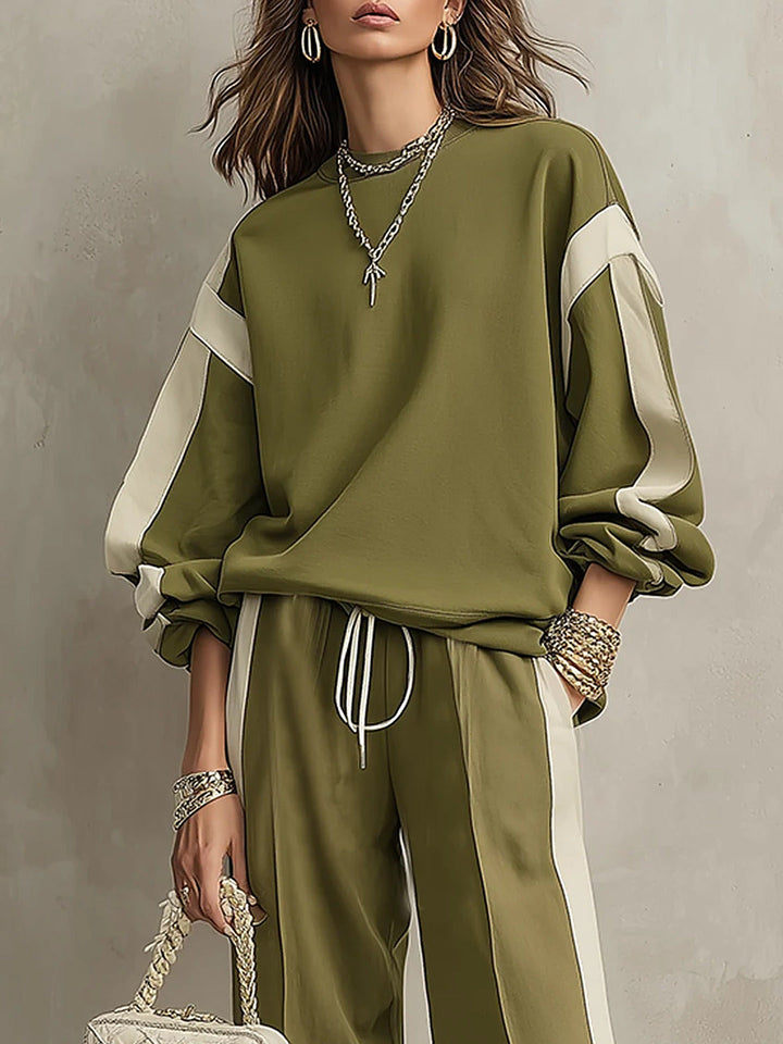 Romina | Sweatshirt & Side-Stripe Pants Set