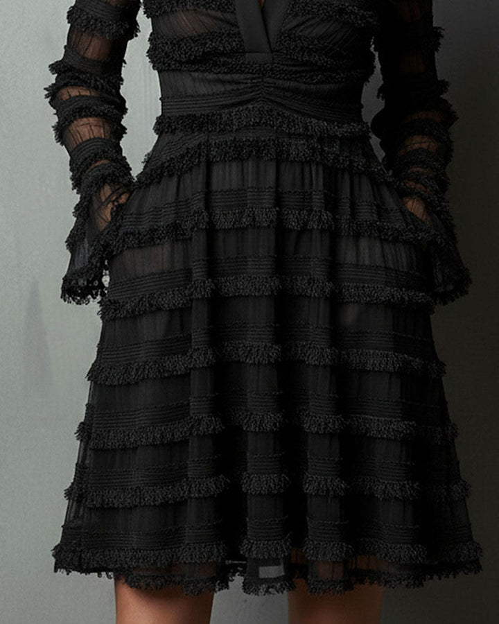 Rosalia | Fringed V-Neck Mini Dress