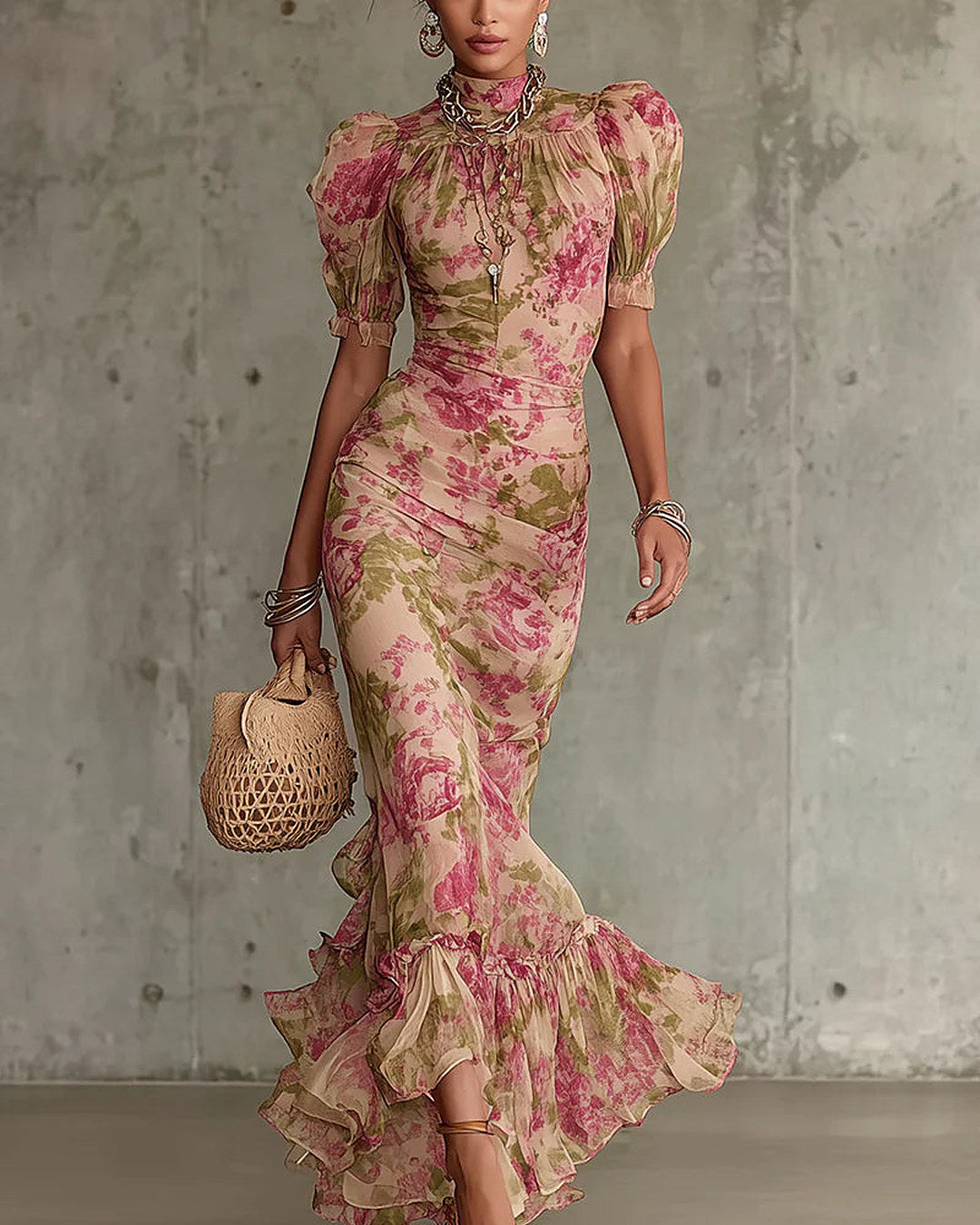Rosalina | Vintage Rose Maxi Dress