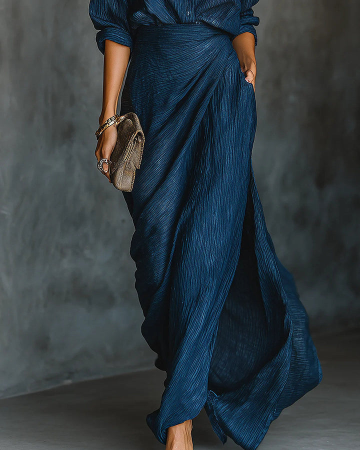 Sara | Crinkle Shirt & Wrap Skirt Set