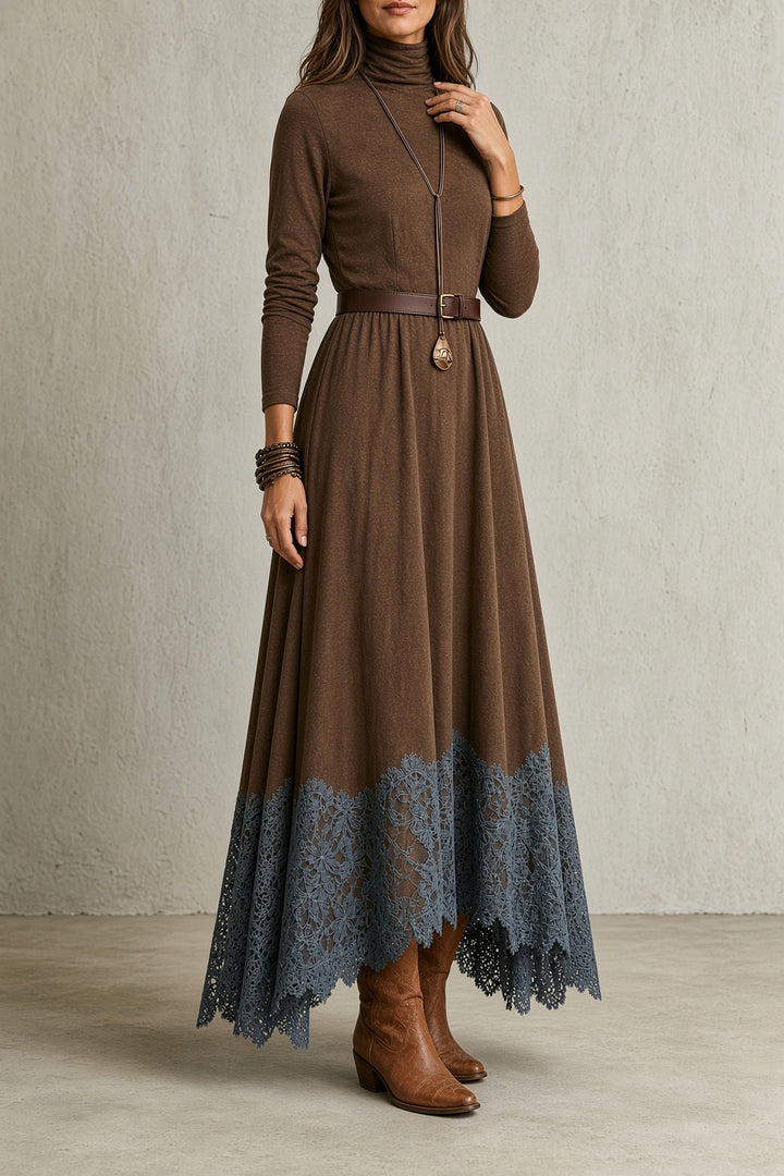 Sarah | Turtleneck Lace-Hem Dress