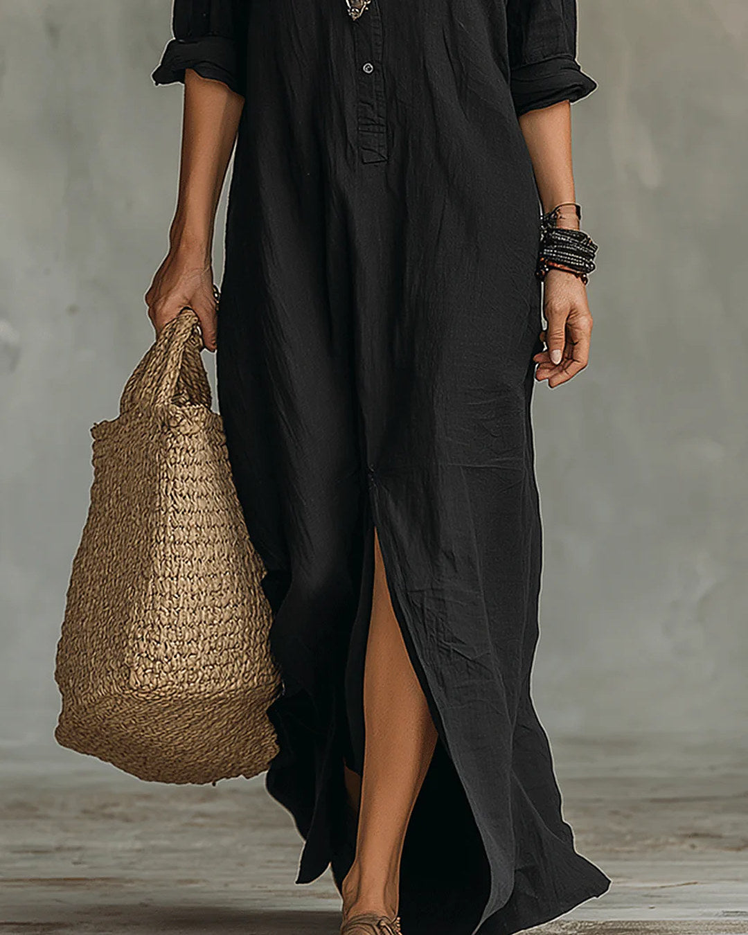 Silvana | Button-Front Maxi Dress