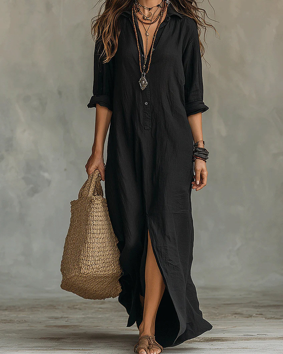 Silvana | Button-Front Maxi Dress