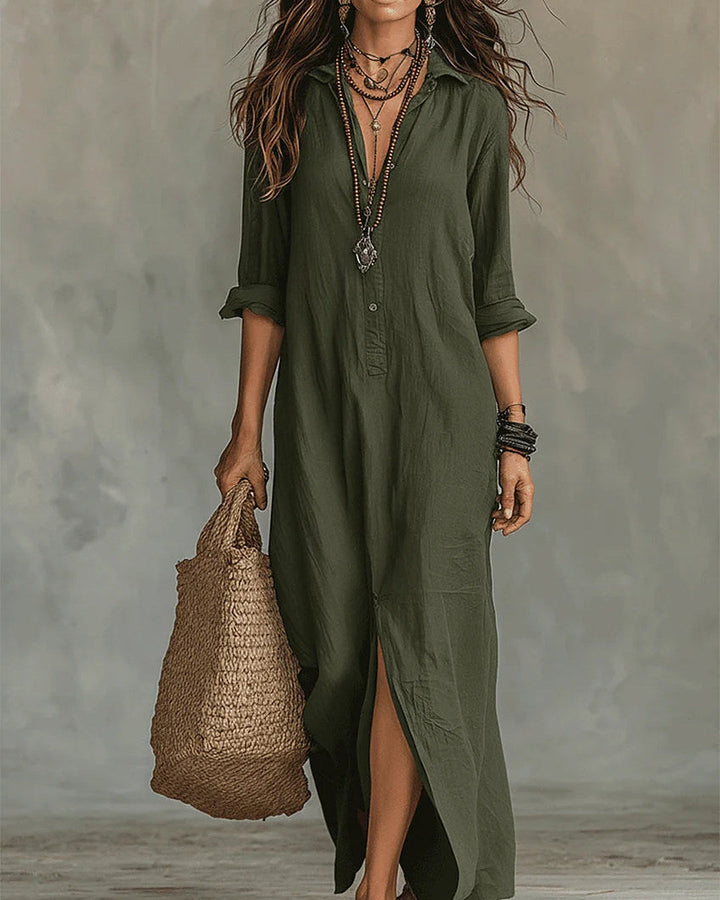 Silvana | Button-Front Maxi Dress
