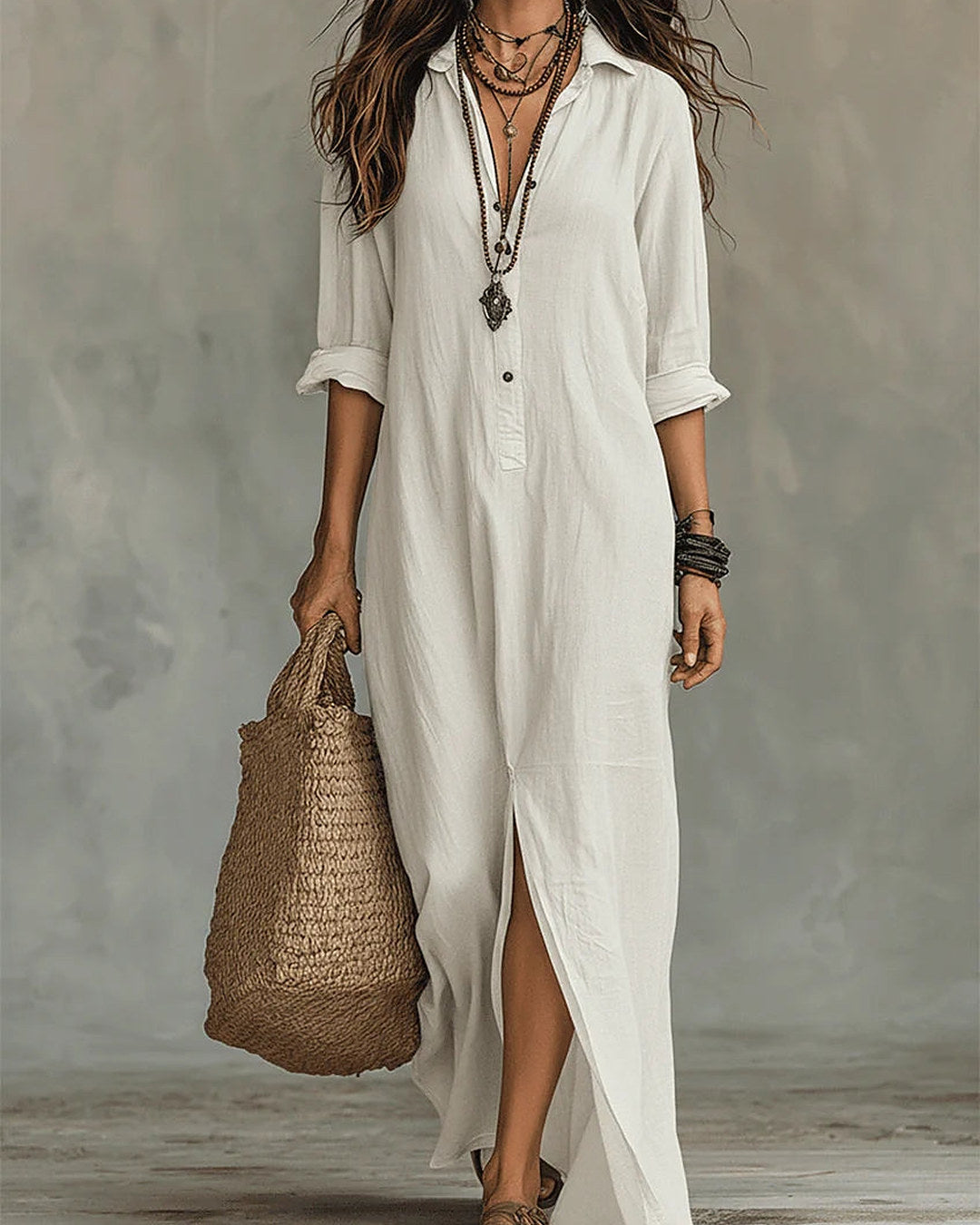 Silvana | Button-Front Maxi Dress