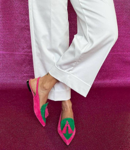 Slingback Elena | Fuchsia and Green