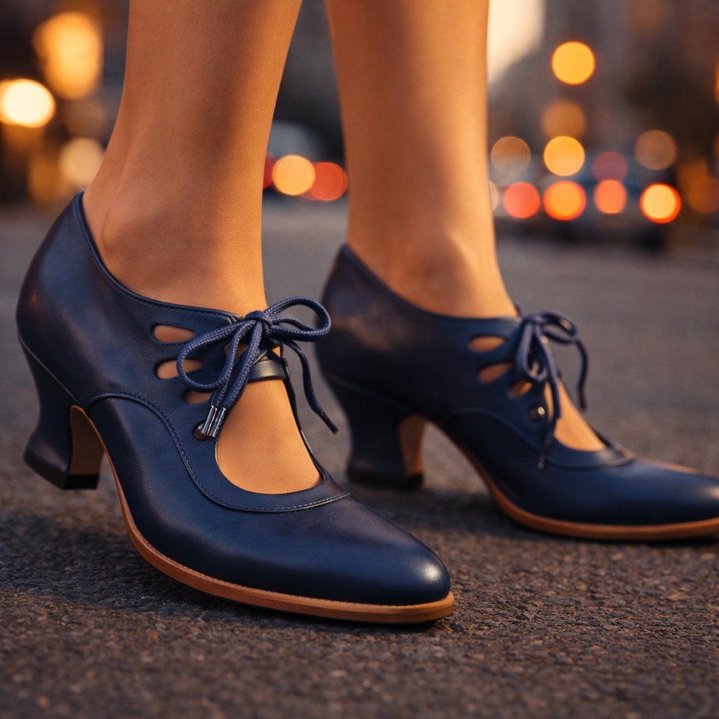Tatianna | Elegant Leather Lace Heels