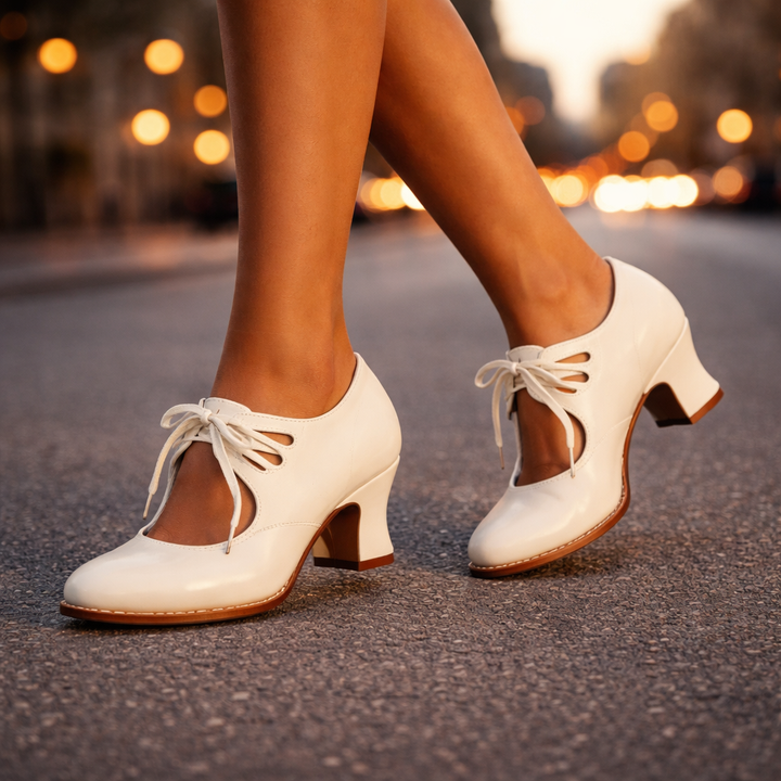 Tatianna | Elegant Leather Lace Heels