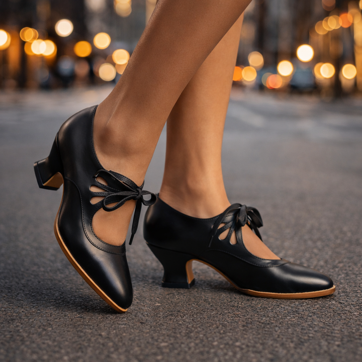 Tatianna | Elegant Leather Lace Heels