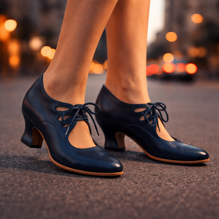 Tatianna | Elegant Leather Lace Heels